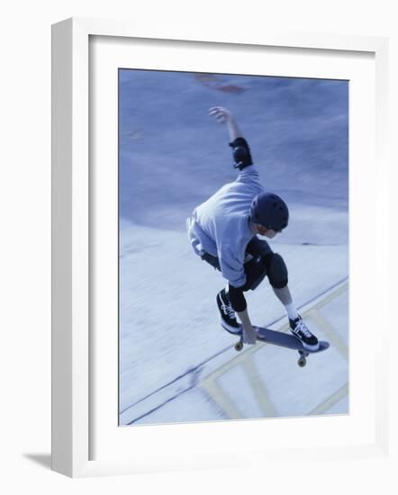 High Angle View of a Young Man Skateboarding-null-Framed Photographic Print