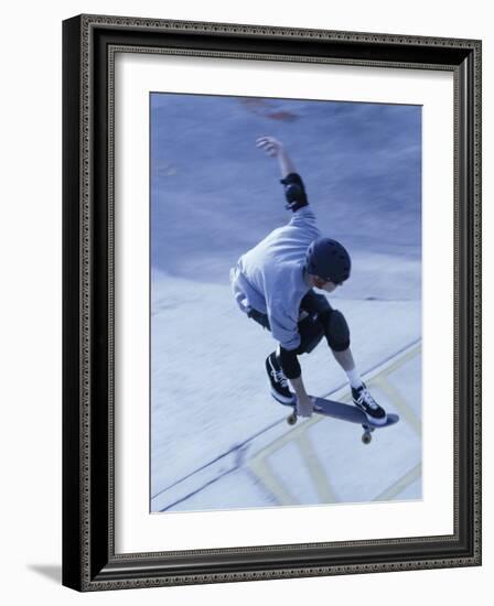 High Angle View of a Young Man Skateboarding-null-Framed Photographic Print