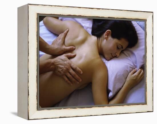 High Angle View of a Young Woman Getting a Back Massage-null-Framed Premier Image Canvas