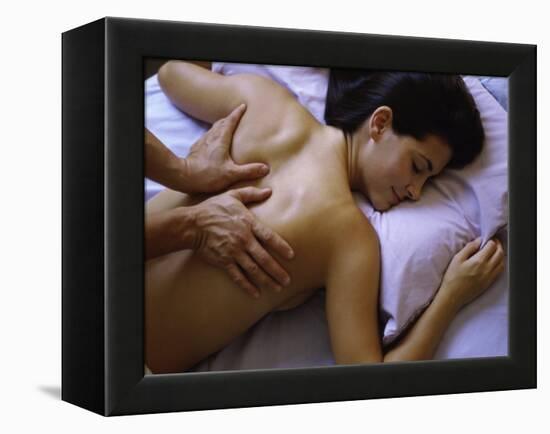 High Angle View of a Young Woman Getting a Back Massage-null-Framed Premier Image Canvas