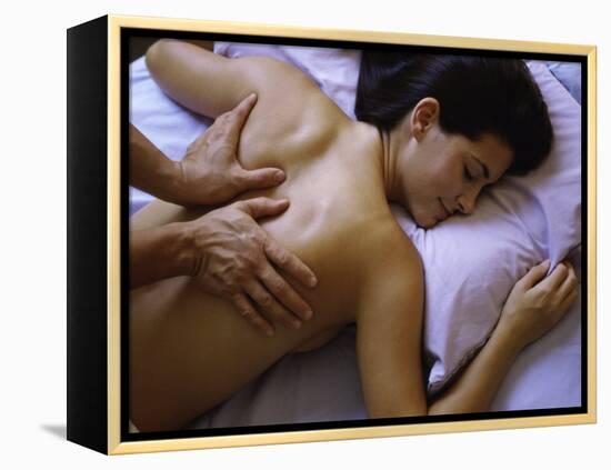 High Angle View of a Young Woman Getting a Back Massage-null-Framed Premier Image Canvas