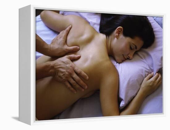 High Angle View of a Young Woman Getting a Back Massage-null-Framed Premier Image Canvas