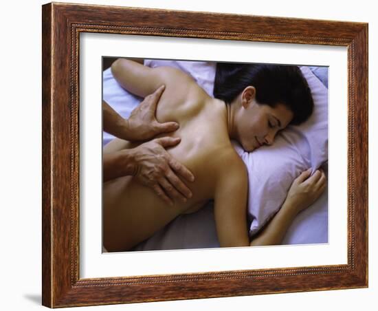 High Angle View of a Young Woman Getting a Back Massage-null-Framed Photographic Print