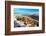 High angle view of Ait Ben Haddou, in the desert landscape at feet of Atlas Mountains-Roberto Moiola-Framed Photographic Print