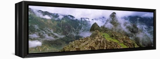 High Angle View of an Archaeological Site, Inca Ruins, Machu Picchu, Cusco Region, Peru-null-Framed Stretched Canvas