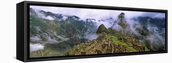 High Angle View of an Archaeological Site, Inca Ruins, Machu Picchu, Cusco Region, Peru-null-Framed Stretched Canvas