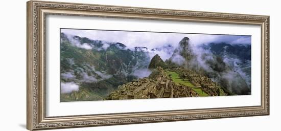 High Angle View of an Archaeological Site, Inca Ruins, Machu Picchu, Cusco Region, Peru-null-Framed Photographic Print