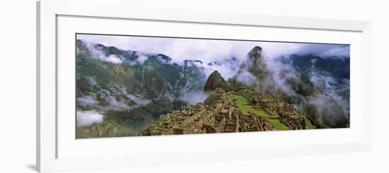 High Angle View of an Archaeological Site, Inca Ruins, Machu Picchu, Cusco Region, Peru-null-Framed Photographic Print