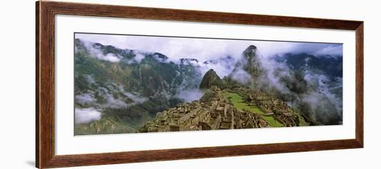 High Angle View of an Archaeological Site, Inca Ruins, Machu Picchu, Cusco Region, Peru--Framed Photographic Print