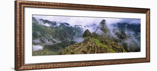 High Angle View of an Archaeological Site, Inca Ruins, Machu Picchu, Cusco Region, Peru-null-Framed Photographic Print