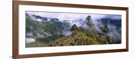 High Angle View of an Archaeological Site, Inca Ruins, Machu Picchu, Cusco Region, Peru-null-Framed Photographic Print