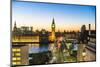 High angle view of Big Ben, the Palace of Westminster and Westminster Bridge at dusk, London, Engla-Fraser Hall-Mounted Photographic Print