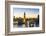 High angle view of Big Ben, the Palace of Westminster and Westminster Bridge at dusk, London, Engla-Fraser Hall-Framed Photographic Print