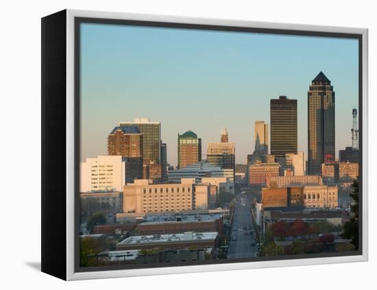 High Angle View of Buildings in a City, Locust Street, Des Moines, Iowa, USA-null-Framed Premier Image Canvas