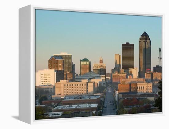 High Angle View of Buildings in a City, Locust Street, Des Moines, Iowa, USA-null-Framed Premier Image Canvas