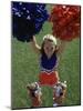 High Angle View of Cheerleaders Performing with Pom-Poms-null-Mounted Photographic Print