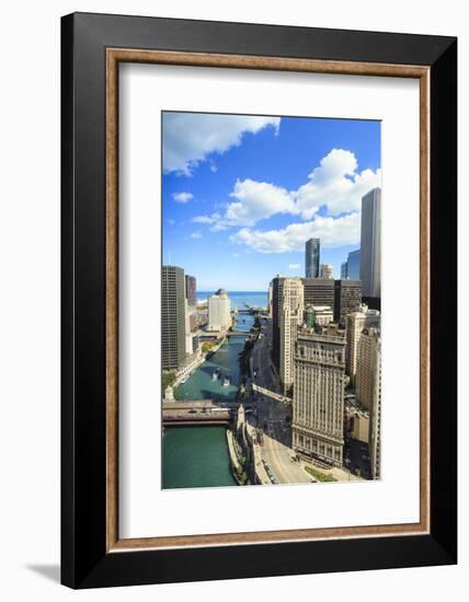 High Angle View of Chicago River and Lake Michigan, Chicago, Illinois, United States of America-Amanda Hall-Framed Photographic Print