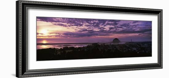 High angle view of city at sunset, Morro Bay, San Luis Obispo County, California, USA-null-Framed Photographic Print