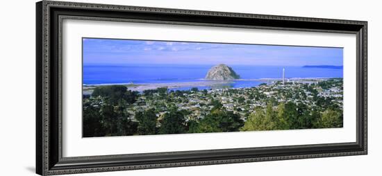 High angle view of city at the waterfront, Morro Bay, San Luis Obispo County, California, USA-null-Framed Photographic Print