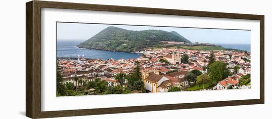 High angle view of city on island, Angra Do Heroismo, Terceira Island, Azores, Portugal-null-Framed Photographic Print