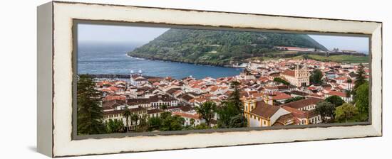 High angle view of city on island, Angra Do Heroismo, Terceira Island, Azores, Portugal-null-Framed Premier Image Canvas