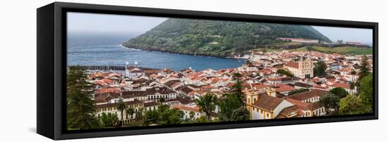 High angle view of city on island, Angra Do Heroismo, Terceira Island, Azores, Portugal-null-Framed Premier Image Canvas