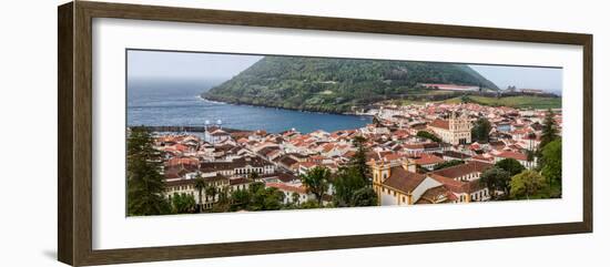 High angle view of city on island, Angra Do Heroismo, Terceira Island, Azores, Portugal-null-Framed Photographic Print