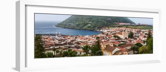 High angle view of city on island, Angra Do Heroismo, Terceira Island, Azores, Portugal-null-Framed Photographic Print