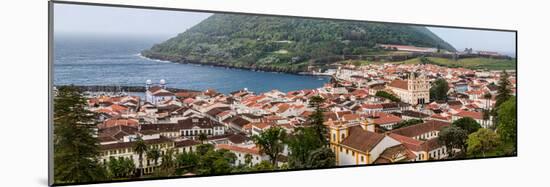 High angle view of city on island, Angra Do Heroismo, Terceira Island, Azores, Portugal-null-Mounted Photographic Print
