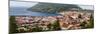 High angle view of city on island, Angra Do Heroismo, Terceira Island, Azores, Portugal-null-Mounted Photographic Print