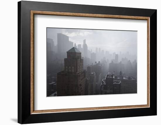 High angle view of cityscape during rain, Upper East Side, Manhattan, New York City, New York St...-Panoramic Images-Framed Photographic Print