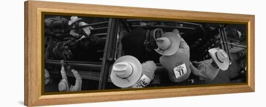 High Angle View of Cowboys with Horses at Rodeo, Wichita Falls, Texas, USA-null-Framed Stretched Canvas