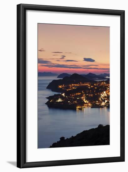 High Angle View of Dubrovnik at Sunset, UNESCO World Heritage Site, Dalmatia, Croatia, Europe-Markus Lange-Framed Photographic Print