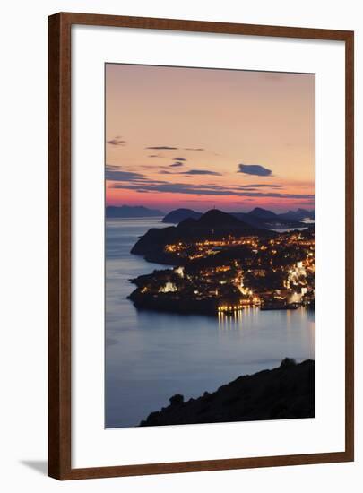 High Angle View of Dubrovnik at Sunset, UNESCO World Heritage Site, Dalmatia, Croatia, Europe-Markus Lange-Framed Photographic Print