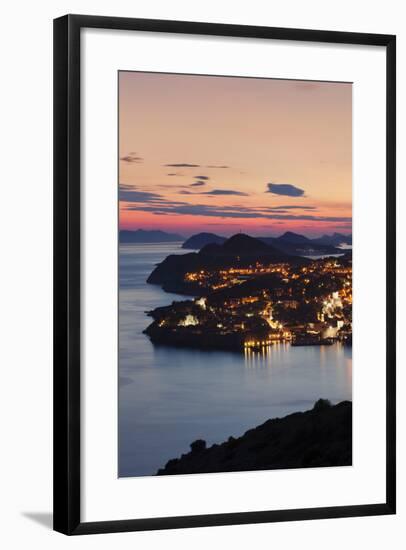 High Angle View of Dubrovnik at Sunset, UNESCO World Heritage Site, Dalmatia, Croatia, Europe-Markus Lange-Framed Photographic Print