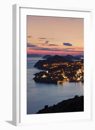 High Angle View of Dubrovnik at Sunset, UNESCO World Heritage Site, Dalmatia, Croatia, Europe-Markus Lange-Framed Photographic Print