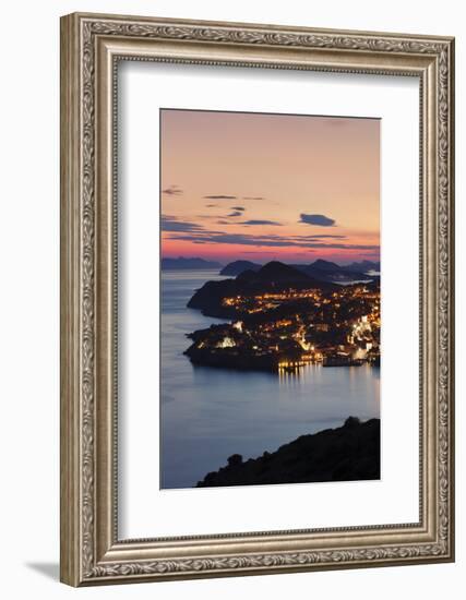 High Angle View of Dubrovnik at Sunset, UNESCO World Heritage Site, Dalmatia, Croatia, Europe-Markus Lange-Framed Photographic Print