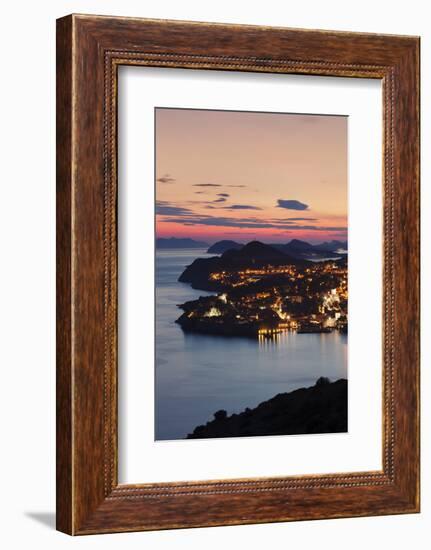 High Angle View of Dubrovnik at Sunset, UNESCO World Heritage Site, Dalmatia, Croatia, Europe-Markus Lange-Framed Photographic Print