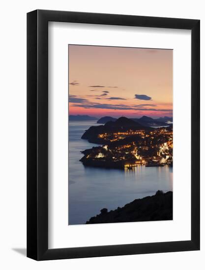 High Angle View of Dubrovnik at Sunset, UNESCO World Heritage Site, Dalmatia, Croatia, Europe-Markus Lange-Framed Photographic Print