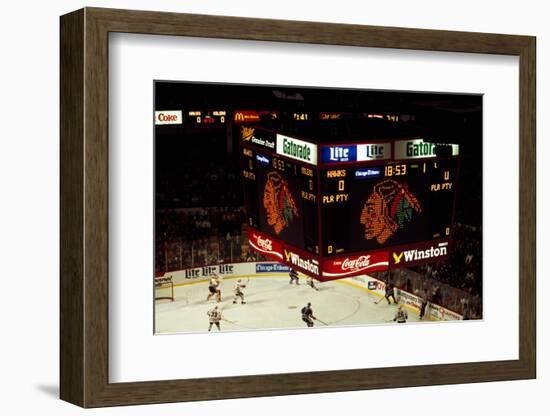 High angle view of ice hockey players in action, Chicago, Cook County, Illinois, USA-null-Framed Photographic Print