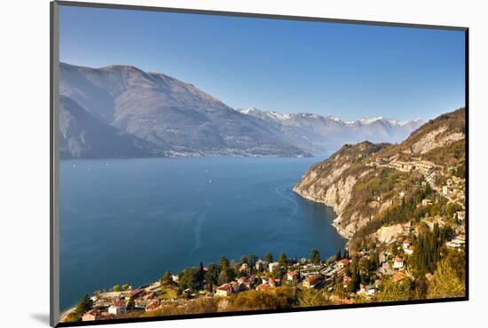 High angle view of Lake Como from Castle Vezio with Varenna and Gittana, Lombardy, Italy-Simon Montgomery-Mounted Photographic Print