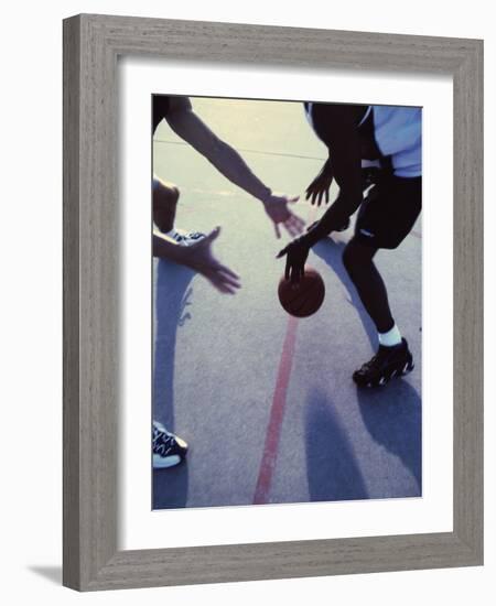 High Angle View of Men Playing Basketball-null-Framed Photographic Print