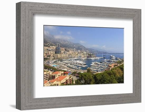 High Angle View of Monaco and Harbour, Monaco, Mediterranean, Europe-Amanda Hall-Framed Photographic Print