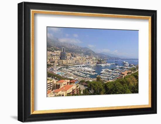 High Angle View of Monaco and Harbour, Monaco, Mediterranean, Europe-Amanda Hall-Framed Photographic Print