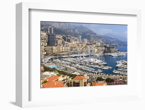 High Angle View of Monaco and Harbour, Monaco, Mediterranean, Europe-Amanda Hall-Framed Photographic Print