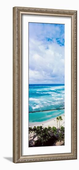 High Angle View of Ocean, Waikiki Beach, Oahu, Hawaii Islands, Hawaii, USA-null-Framed Premium Photographic Print