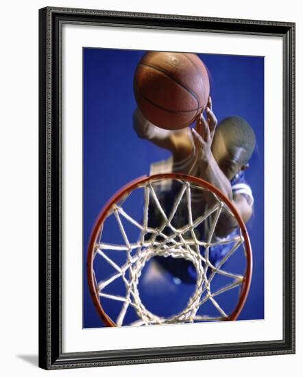 High Angle View of Person Shooting Hoops-null-Framed Photographic Print