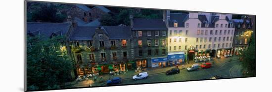 High Angle View of Pubs at Dusk in Grassmarket, Edinburgh, Scotland-null-Mounted Photographic Print