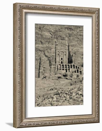 High angle view of Royal Tombs at Ancient Nabatean City of Petra, Wadi Musa, Ma'an Governorate,...-null-Framed Photographic Print