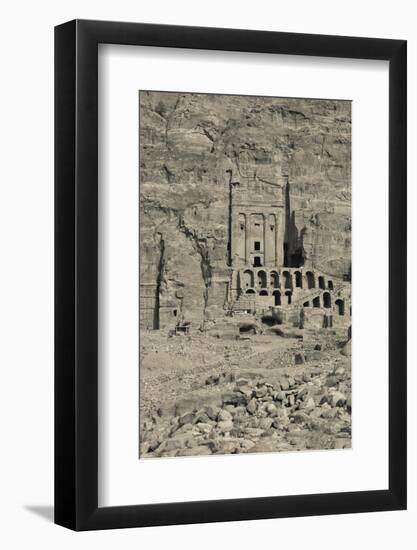 High angle view of Royal Tombs at Ancient Nabatean City of Petra, Wadi Musa, Ma'an Governorate,...-null-Framed Photographic Print